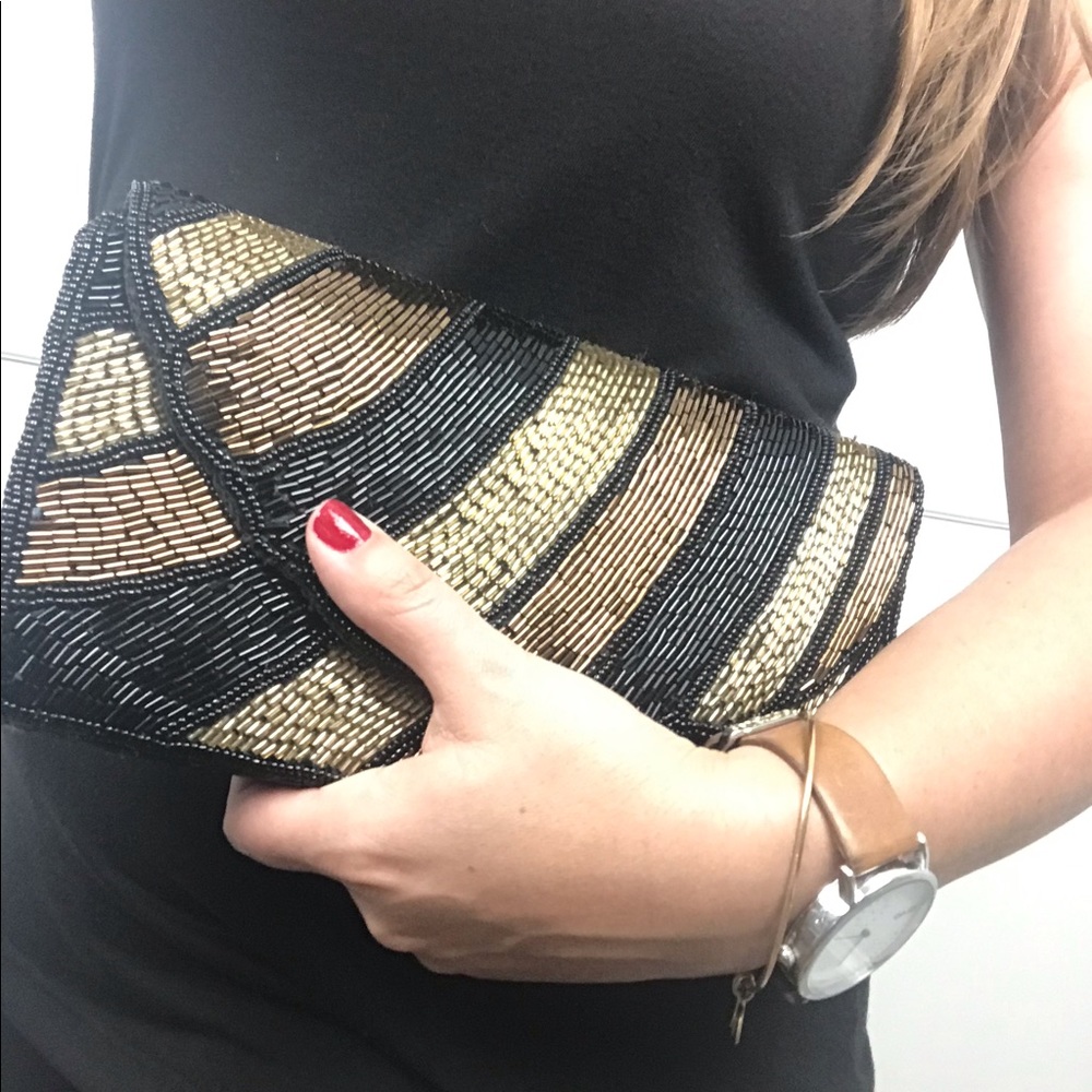 Michelle Stuart Satin Beaded Clutch